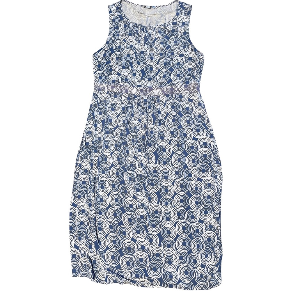 Boden dress 14L blue white sleeveless circle print